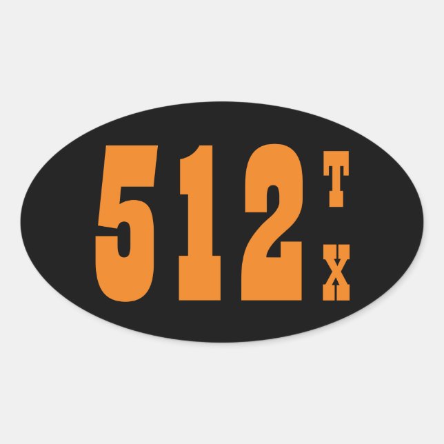 Area Code 512 (Austin, TX) Oval Sticker (Front)