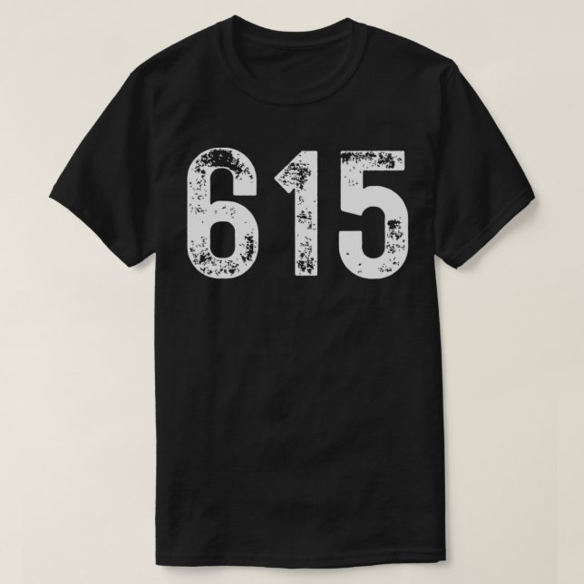 Area Code 615 for Nashville Tennessee TN 615  T-Shirt (Design Front)