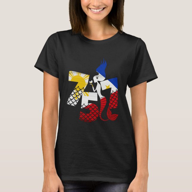 Area Code 757 Filipino American With Mermaid Phili T-Shirt (Front)