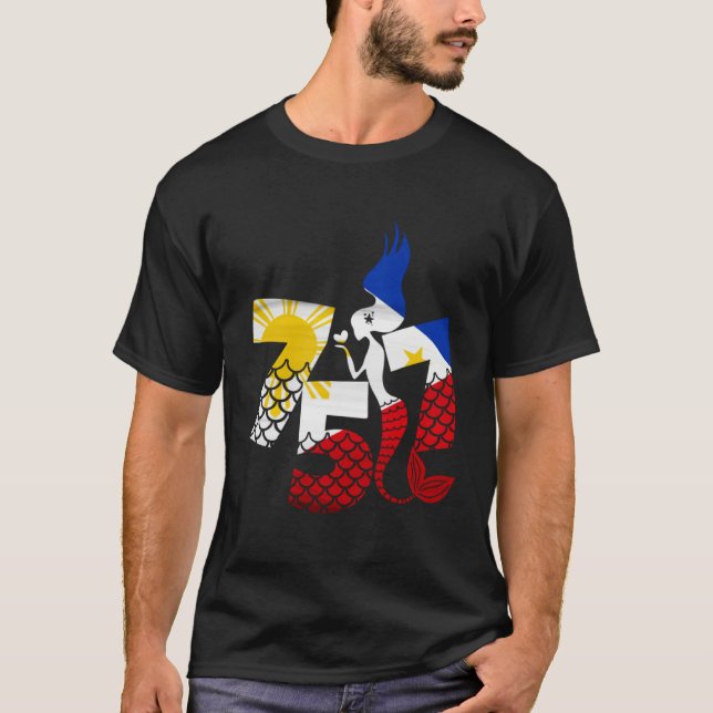 Area Code 757 Filipino American With Mermaid Phili T-Shirt (Front)