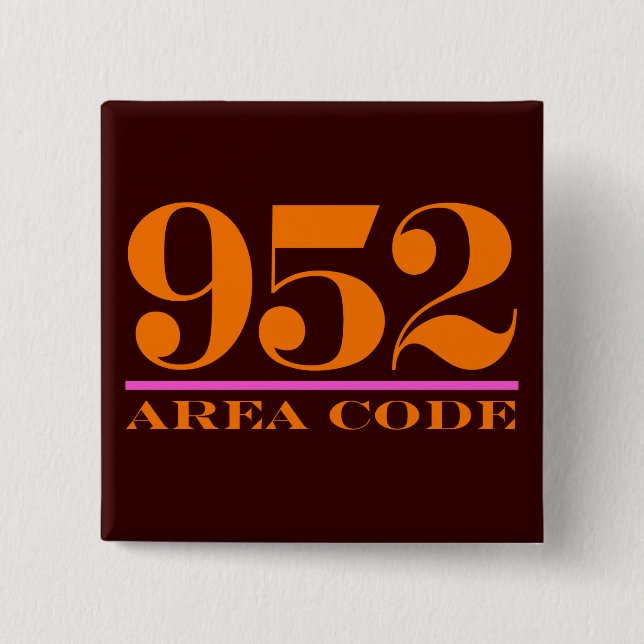 Area Code 952 15 Cm Square Badge (Front)