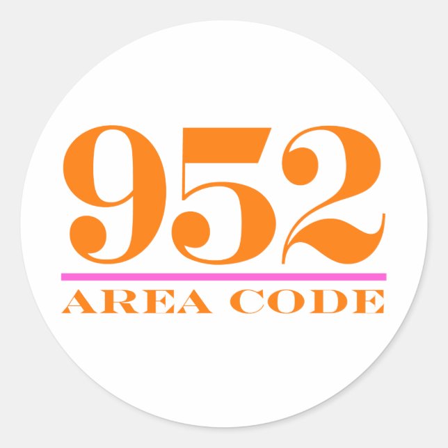 Area Code 952 Classic Round Sticker (Front)