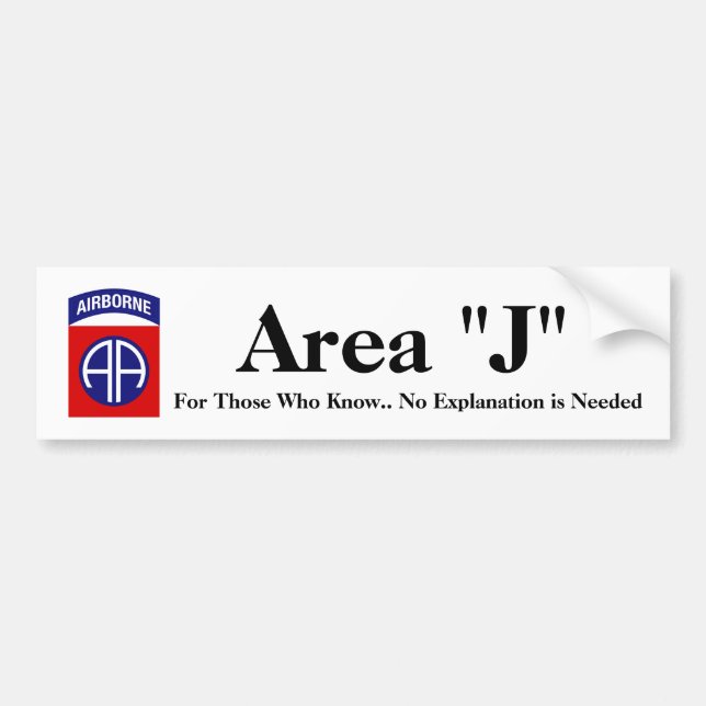 Area J Bumper Sticker (Front)