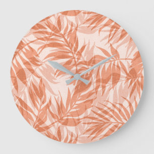 Areca Palms Hawaiian Tropical Vintage Blush Large Clock