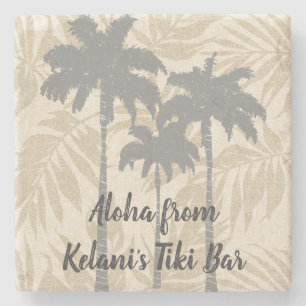Areca Palms Hawaiian Tropical Vintage Coordinates Stone Coaster