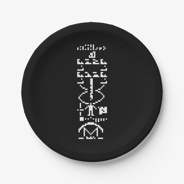 Arecibo Binary Message 1974 Paper Plate (Front)