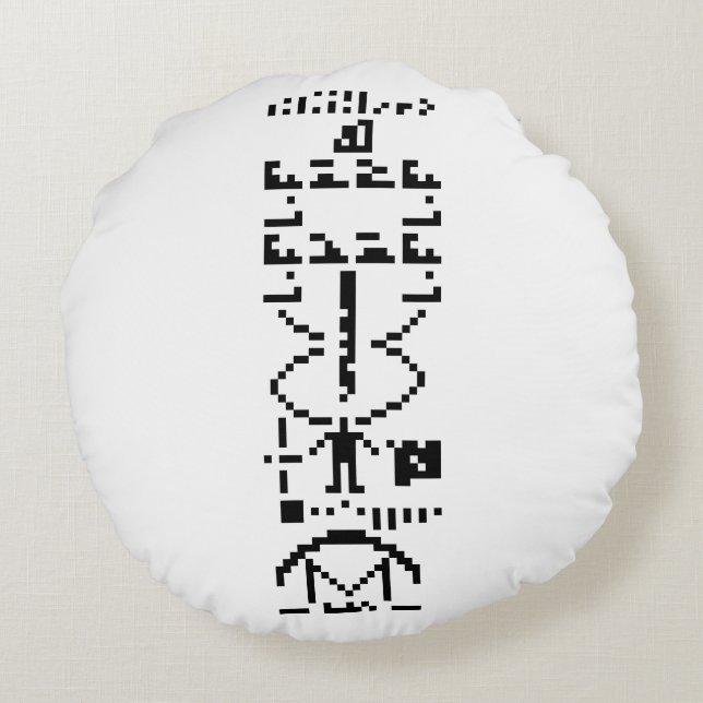 Arecibo Binary Message 1974 Round Cushion (Back)