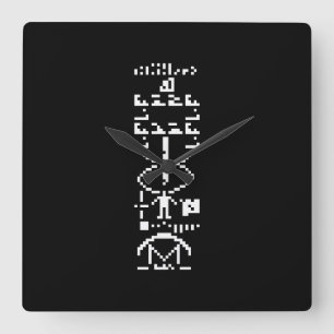 Arecibo Binary Message 1974 Square Wall Clock