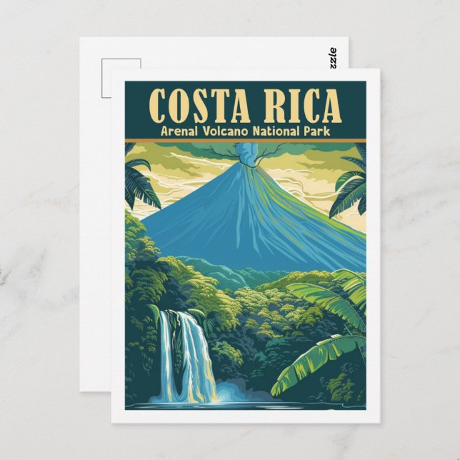 Arenal Volcano Costa Rica Vintage Travel Place Postcard (Front/Back)