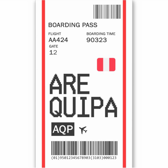 Arequipa Peru Boarding Pass Airline Ticket (Front)