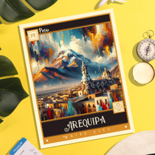 Arequipa, Peru   Vintage Painting Postcard