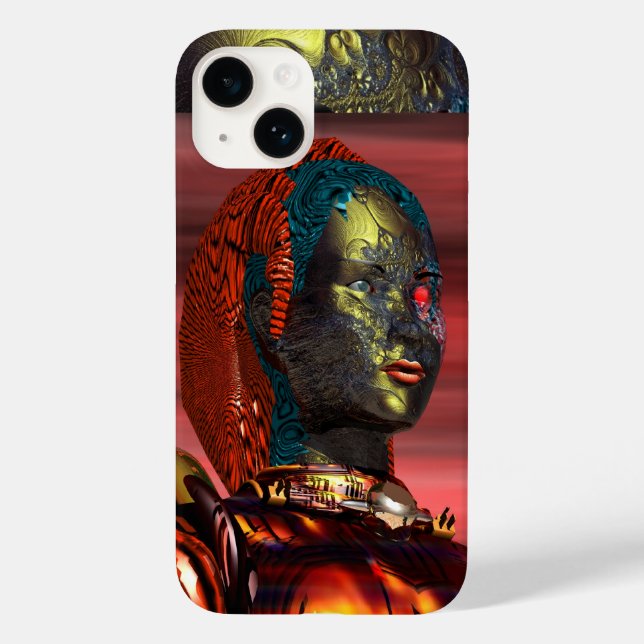 ARES /CYBORG PORTRAIT IN SUNSET Science Fiction Case-Mate iPhone Case (Back)