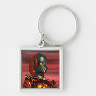 ARES - CYBORG PORTRAIT IN SUNSET / Science Fiction Key Ring