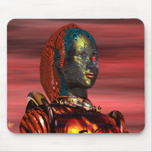 ARES - CYBORG PORTRAIT IN SUNSET Science Fiction Mouse Pad