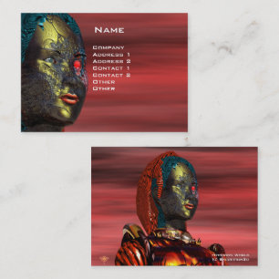 ARES CYBORG PORTRAIT , Red Yellow Science Fiction Business Card