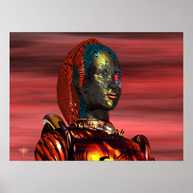 ARES CYBORG PORTRAIT,SUNSET Science Fiction,Scifi Poster (Front)