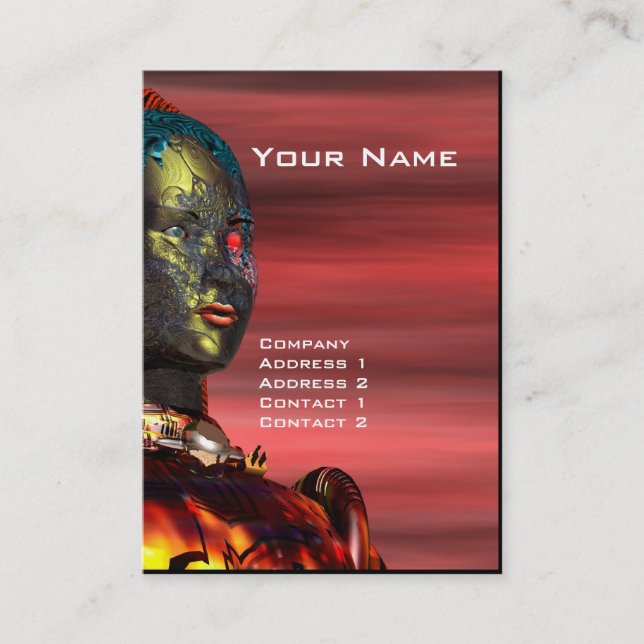 ARES CYBORG,Red Sunset,Science Fiction Robotics Business Card (Front)