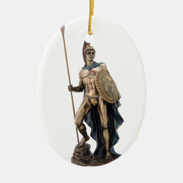 ARES GREEK WARRIOR GOD STATUE CERAMIC TREE DECORATION (Front)