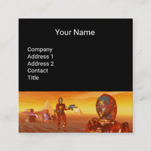 ARES IN THE DESERT OF HYPERION Sci-Fi Square Business Card