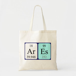 Ares periodic table name tote bag