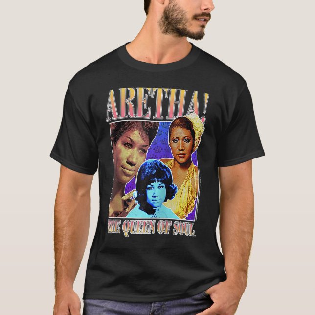 Aretha Franklin Triple Queen of Soul Raglan T-Shirt (Front)