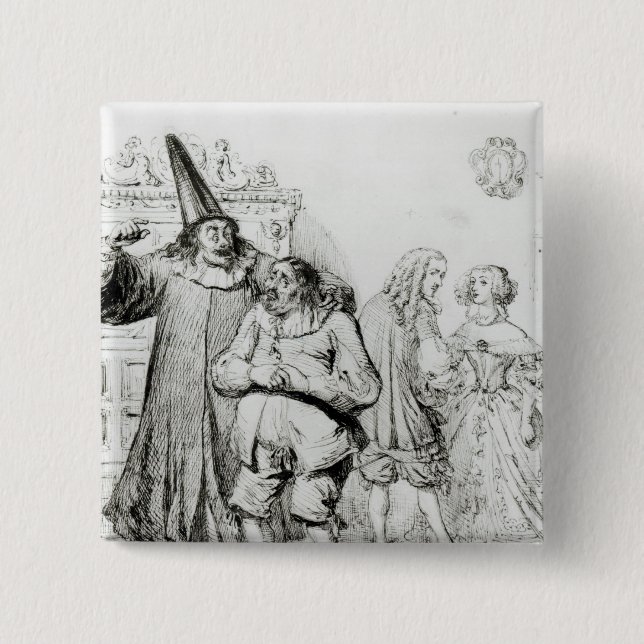 Argan and Monsieur Purgon 15 Cm Square Badge (Front)