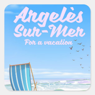 argelès-sur-mer France travel poster Square Sticker