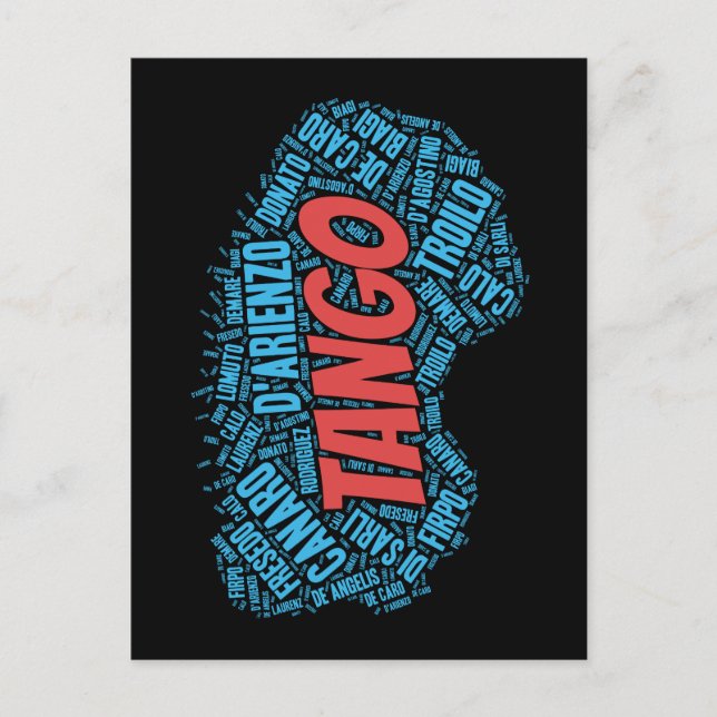 Argeninte Tango Music Orchestras Font Word Art Postcard (Front)
