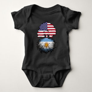 Argentina Argentine American USA Tree Roots Flag Baby Bodysuit