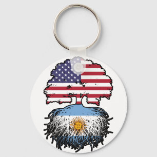 Argentina Argentine American USA Tree Roots Flag Key Ring