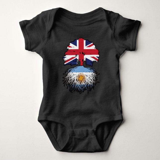 Argentina Argentine British UK Tree Roots Flag Baby Bodysuit (Front)