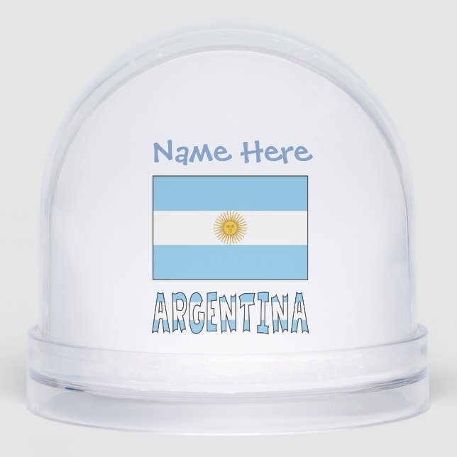 Argentina Argentine Flag Blue Personalised  Snowglobe (Front)