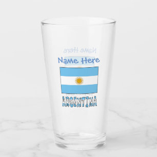 Argentina Argentine Flag Personalised Name Blue Glass