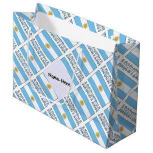 Argentina Argentine Flag Tiled Personalised Text Large Gift Bag
