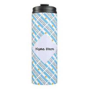 Argentina Argentine Flag Tiled Personalised Text Thermal Tumbler