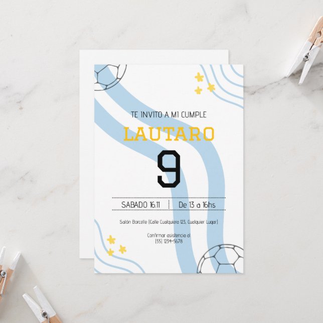 Argentina Birthday Invitation (Front/Back In Situ)