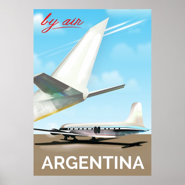 Argentina "By Air" vintage flight poster (Front)
