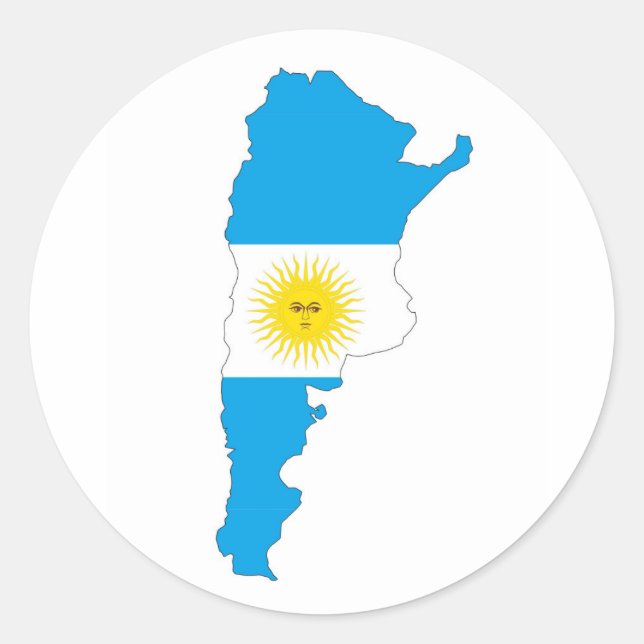 argentina country flag map shape symbol classic round sticker (Front)