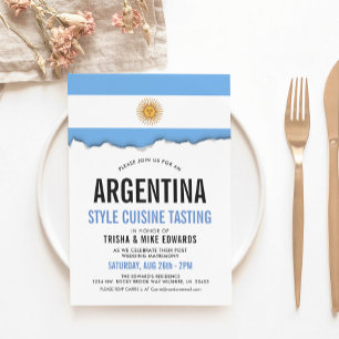 Argentina Cuisine   Party Flag White Invite