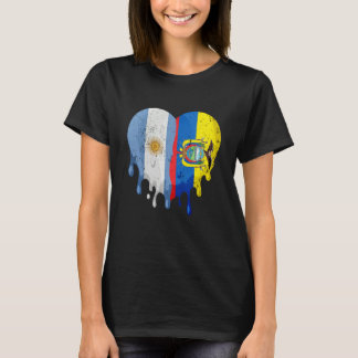 Argentina Ecuador Flag Heart Citizen Grown Patriot T-Shirt