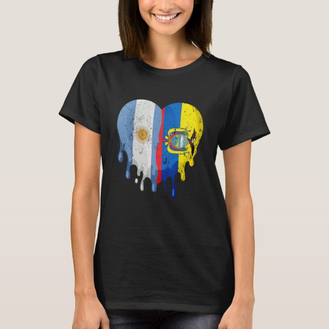 Argentina Ecuador Flag Heart Citizen Grown Patriot T-Shirt (Front)