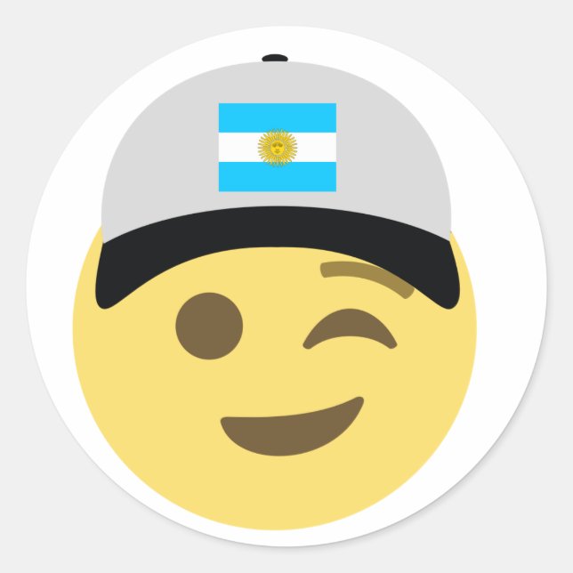 Argentina Emoji Baseball Hat Classic Round Sticker (Front)