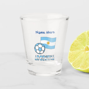 Argentina Flag and Soccer Personalised Shot Glass