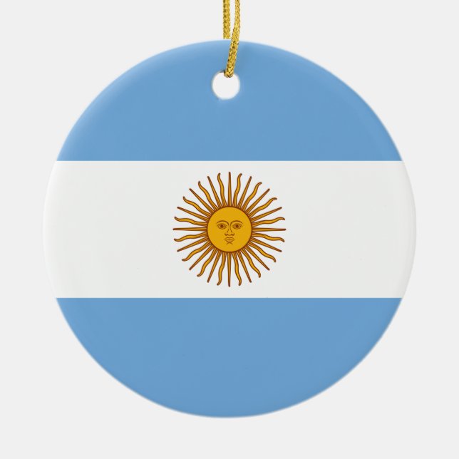 Argentina Flag Ceramic Tree Decoration (Front)
