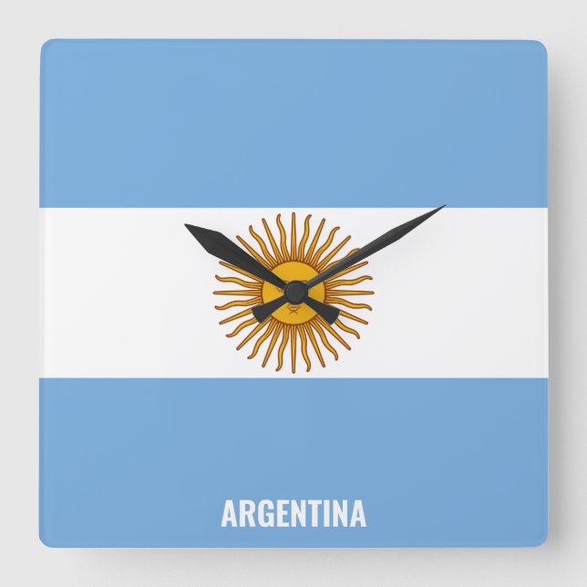 Argentina Flag Dazzling Patriotic Square Wall Clock (Front)