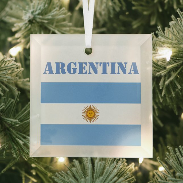 Argentina Flag Footballs Soccer Argentine Blue Glass Tree Decoration (Insitu)