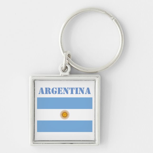 Argentina Flag Footballs Soccer Argentine Blue Key Ring (Front)