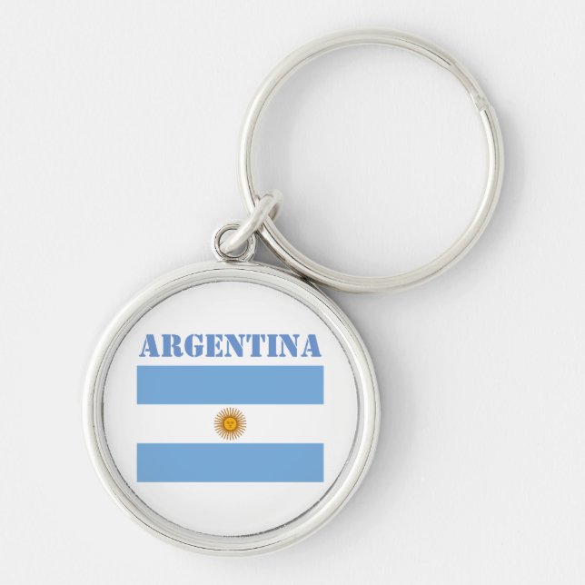 Argentina Flag Footballs Soccer Argentine Blue Key Ring (Front)