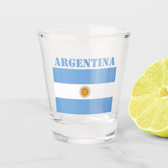 Argentina Flag Footballs Soccer Argentine Blue Shot Glass (Front)