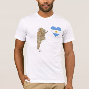 Argentina Flag Heart and Map T-Shirt